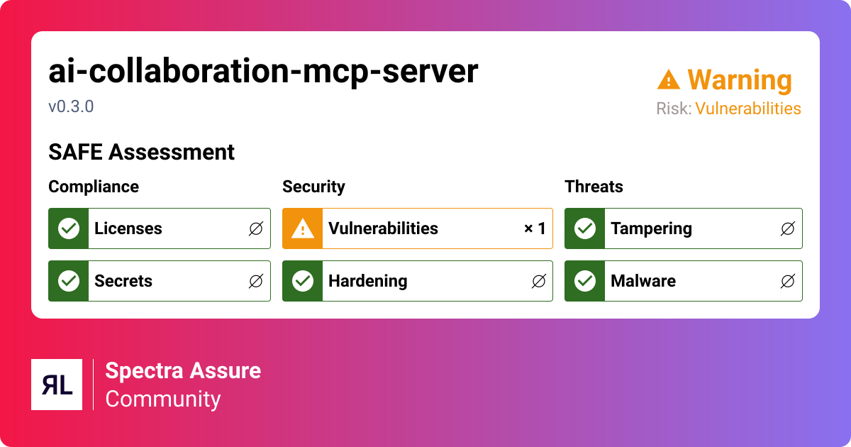 ai-collaboration-mcp-server - npm | ReversingLabs Spectra Assure Community