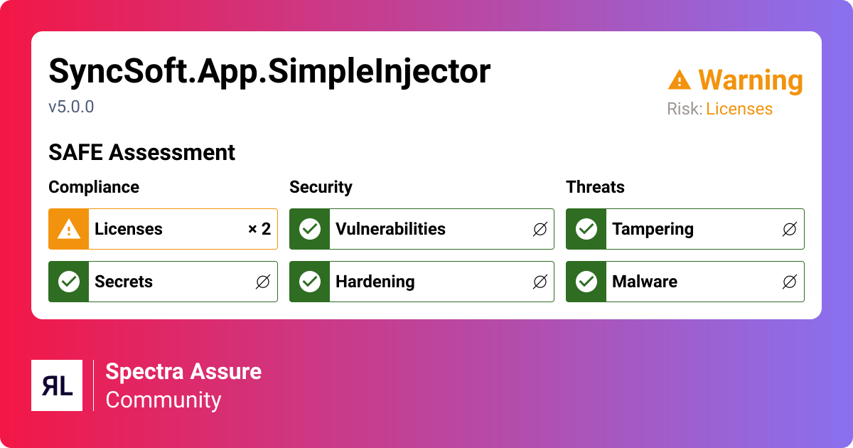 SyncSoft.App.SimpleInjector - NuGet | ReversingLabs Spectra Assure ...