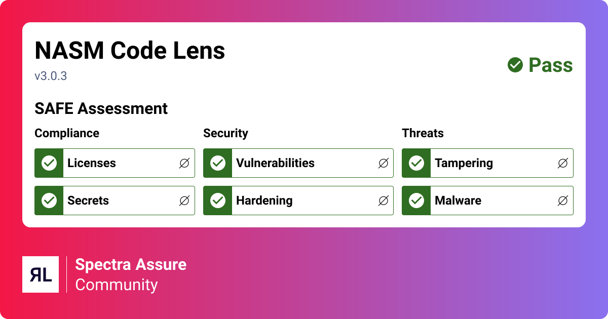 ASM Code Lens - Visual Studio Code | ReversingLabs Spectra Assure Community