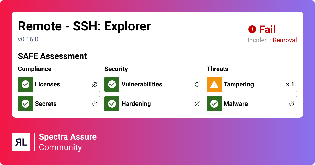 Remote - SSH: Explorer@0.56.0 - Visual Studio Code | ReversingLabs ...
